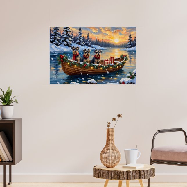Schnauzer Weihnachtsboot-Feiertag Poster (Wohnzimmer 3)
