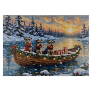 Schnauzer Weihnachtsboot-Feiertag Schneidebrett