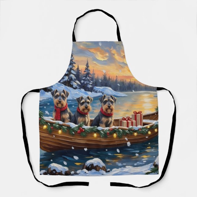Schnauzer Weihnachtsboot-Feiertag Schürze (Vorderseite)