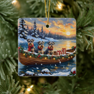 Schnauzer Weihnachtsboot Urlaub Keramikornament