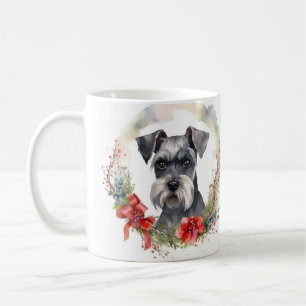 Schnauzer-Weihnachtskranz Festlicher Hund Kaffeetasse