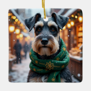 Schnauzer Weihnachtskunst Keramikornament