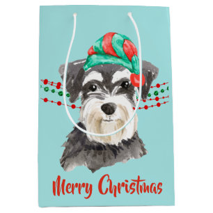 Schnauzer Weihnachtsmannmütze Holiday String Beads Mittlere Geschenktüte