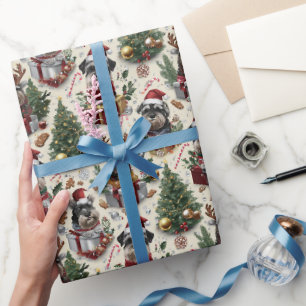 Schnauzer Weihnachtsmuster mit Santa-Hut Geschenkpapier