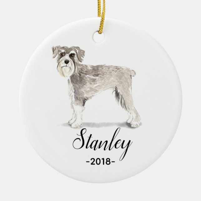 Schnauzer-Weihnachtsverzierung Keramik Ornament (Vorne)