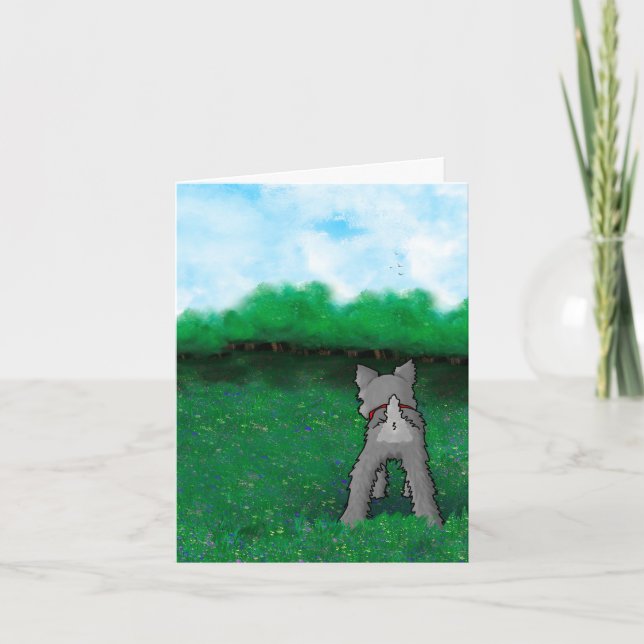 Schnauzer Welpe Fluffybutt Karte (Vorderseite)
