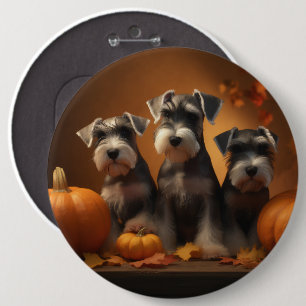 Schnauzer Welpe Herbstfreude Kürbis Button