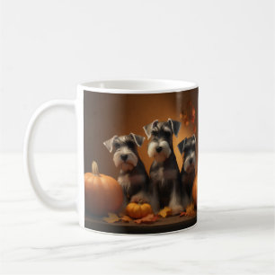 Schnauzer Welpe Herbstfreude Kürbis Kaffeetasse