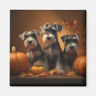 Schnauzer Welpe Herbstfreude Kürbis  Magnet