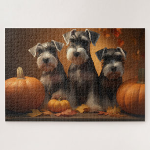 Schnauzer Welpe Herbstfreude Kürbis Puzzle