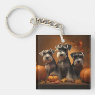 Schnauzer Welpe Herbstfreude Kürbis Schlüsselanhänger