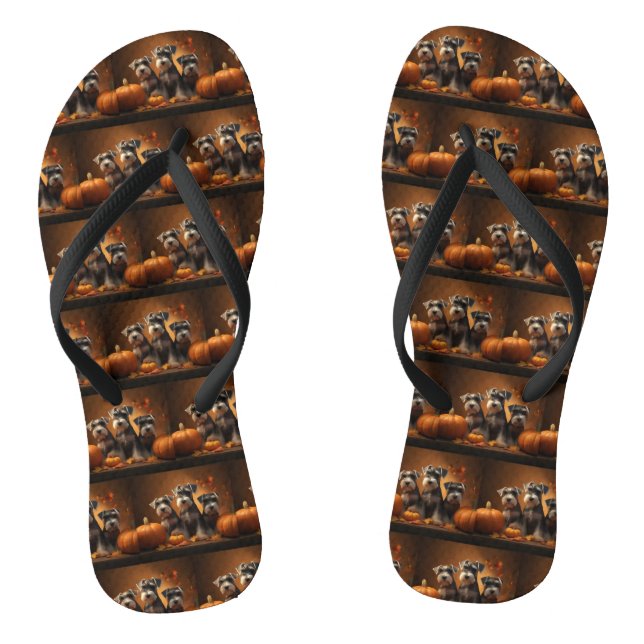 Schnauzer Welppy Autumn Delight Pumpkin Flip Flops (Fußbett)