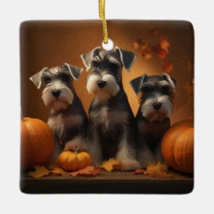 Schnauzer Welppy Autumn Delight Pumpkin Keramikornament