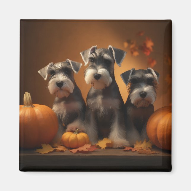 Schnauzer Welppy Autumn Delight Pumpkin Magnet (Vorne)