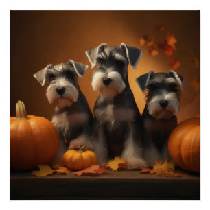 Schnauzer Welppy Autumn Delight Pumpkin Poster