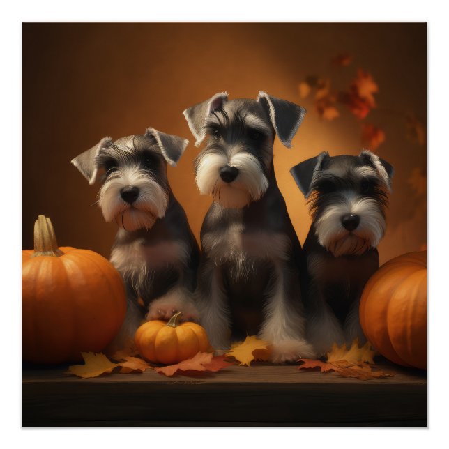 Schnauzer Welppy Autumn Delight Pumpkin Poster (Vorderseite)