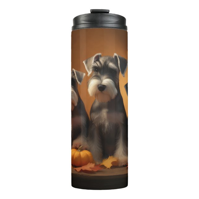 Schnauzer Welppy Autumn Delight Pumpkin Thermosbecher (Vorderseite)