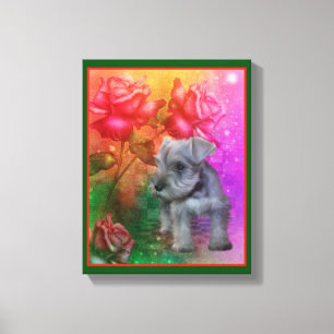 Schnauzer Welppy Fantasy Rose Hunde Kunst Leinwanddruck