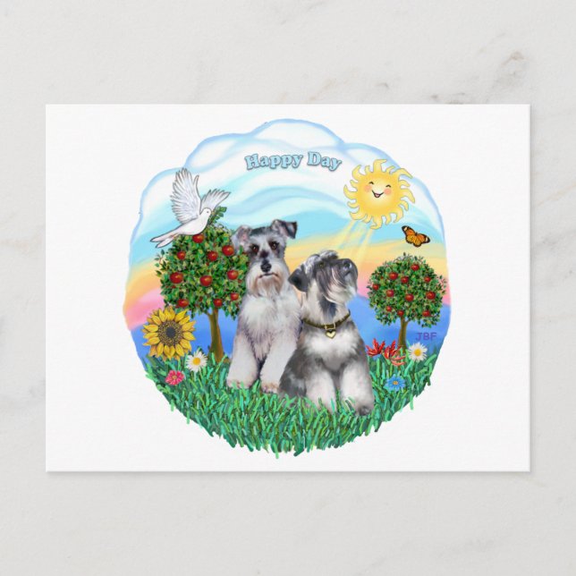 Schnauzer (zwei) postkarte (Vorderseite)