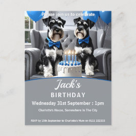 Schnauzers Birthday Party Einladungspostkarte