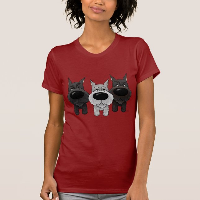 Schnauzers - Nasen-und Hintern-Ansicht T-Shirt (Vorderseite)