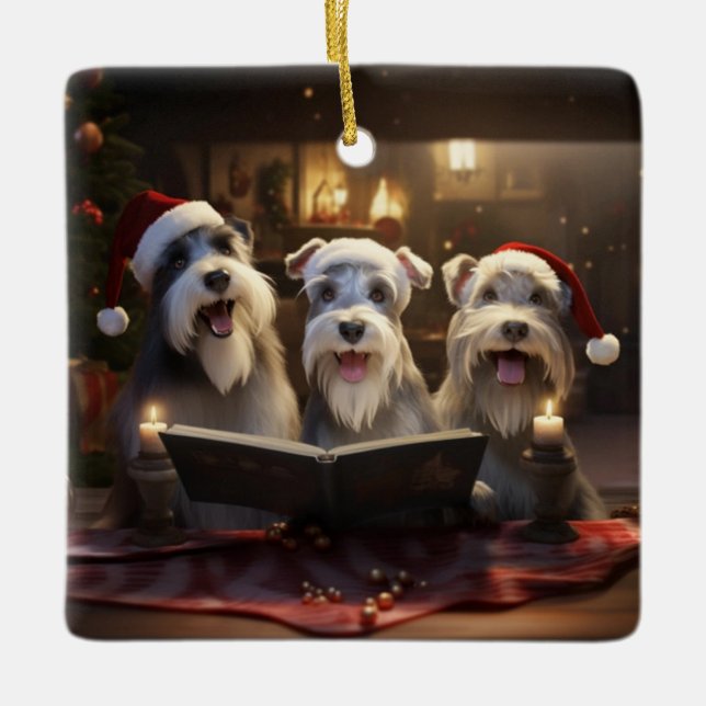 Schnauzers Weihnachtsfest Feiertag Keramikornament (Vorderseite)