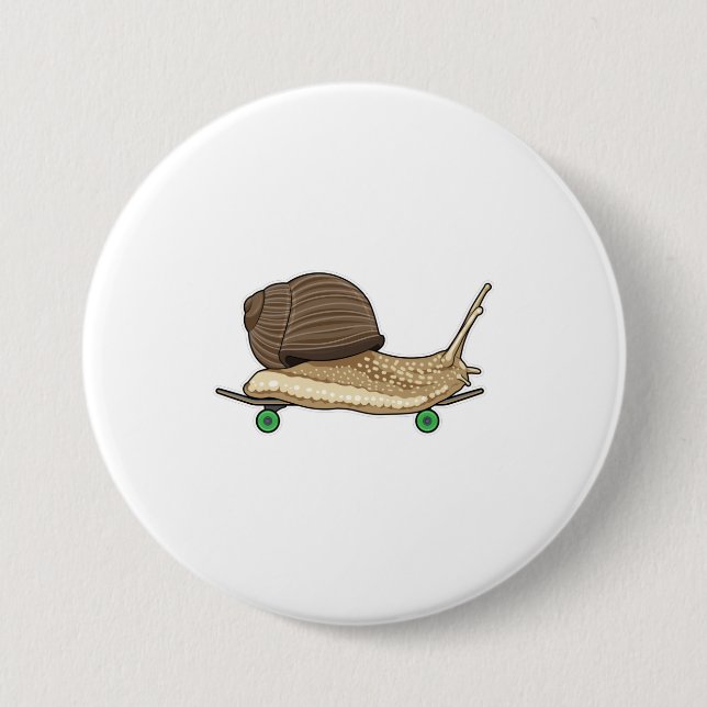 Schnecke als Skater mit Skateboard Button (Vorderseite)