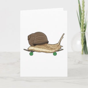 Schnecke als Skater mit Skateboard Karte