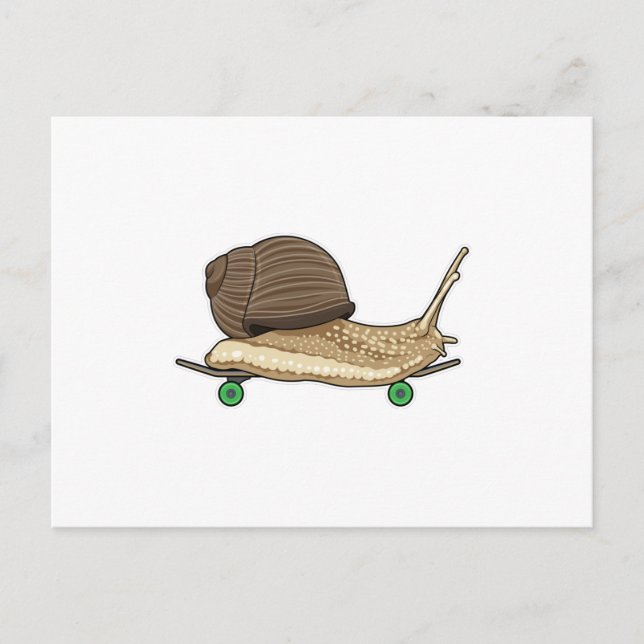 Schnecke als Skater mit Skateboard Postkarte (Vorderseite)