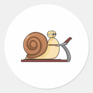 Schnecke am Joggen auf Treadmill Runder Aufkleber