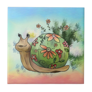 Schnecke am Teich Fliese