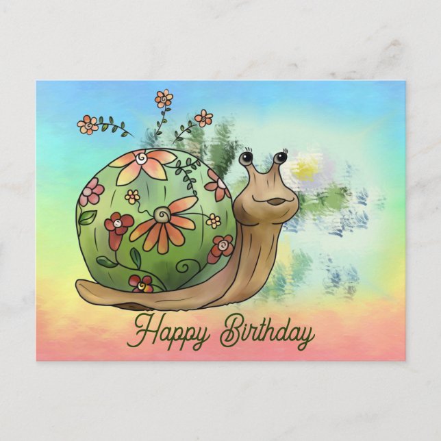 Schnecke am Teich Postkarte (Vorderseite)