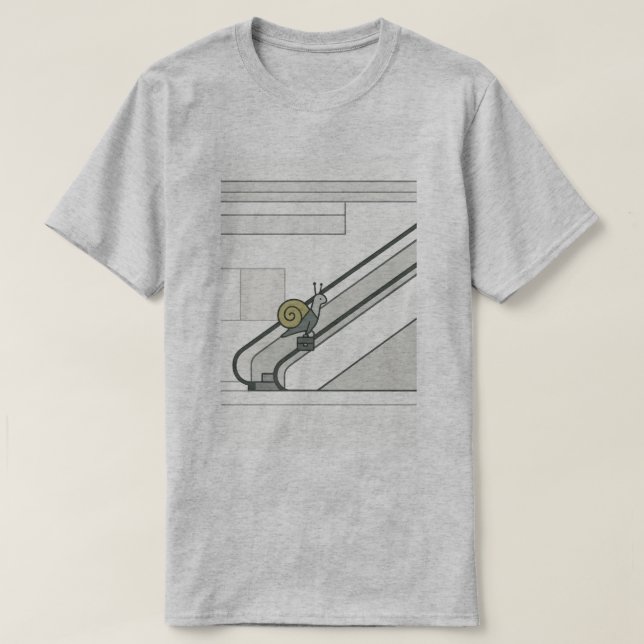 Schnecke auf dem Escalator - Minimalistisches T-Sh T-Shirt (Design vorne)