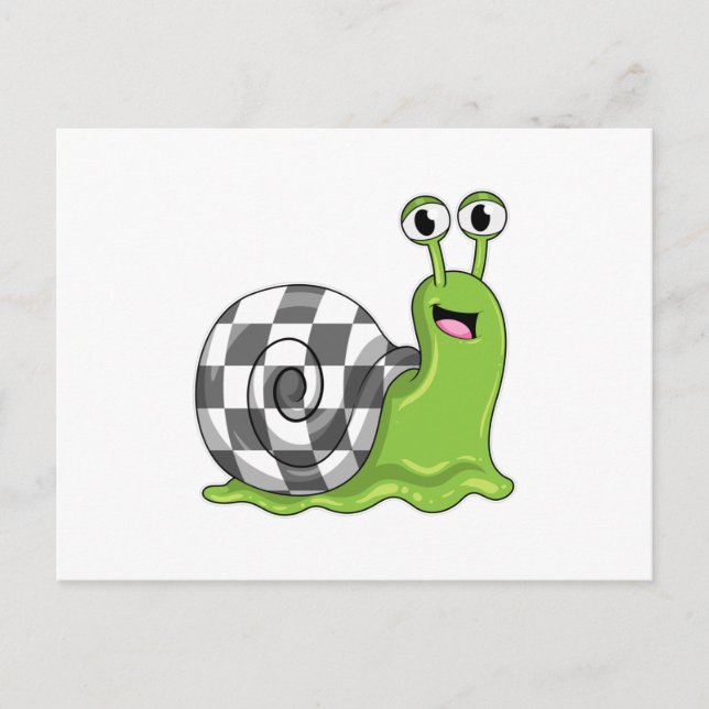 Schnecke beim Schachspiel mit Schachbrett Postkarte (Vorderseite)