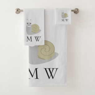 Schnecke Design Monogramm Jeder Farbige Hintergrun Badhandtuch Set