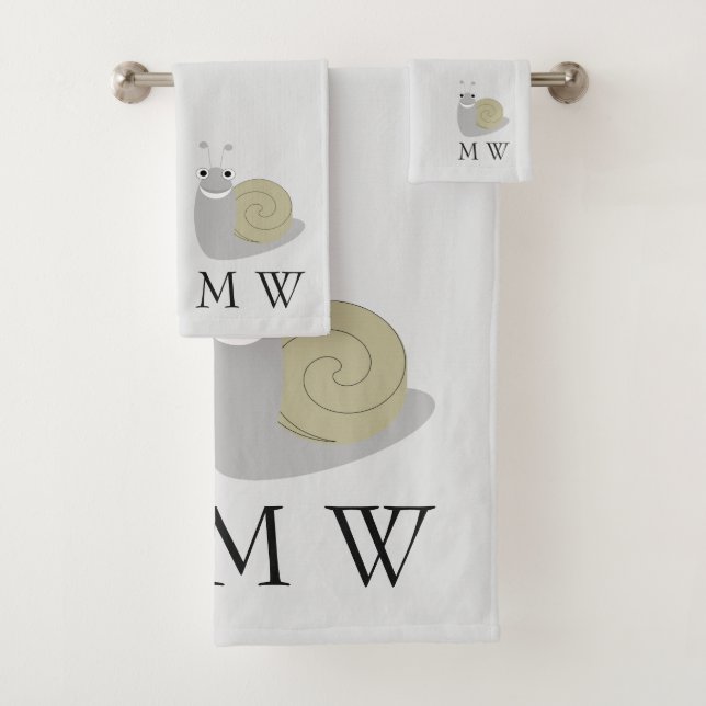 Schnecke Design Monogramm Jeder Farbige Hintergrun Badhandtuch Set (Insitu)
