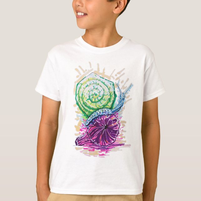 Schnecke in der Fig bunt T-Shirt (Vorderseite)