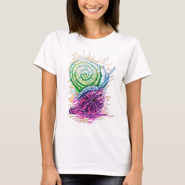 Schnecke in der Fig bunt T-Shirt (Vorderseite)