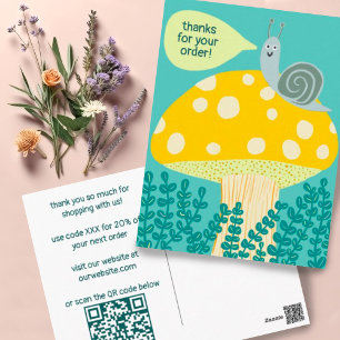 Schnecke Magischer Pilz Sonderbestellung Danke QR Postkarte
