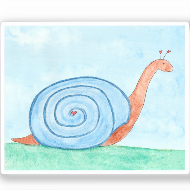 Schnecke mit blauem Gehäuse Aufkleber (Vorderseite)