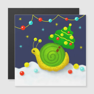 Schnecke mit Christbaum Magnetkarte