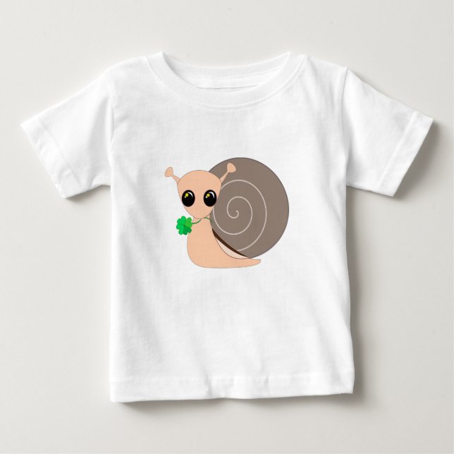 Schnecke mit Clover Baby T - Shirt (Vorderseite)