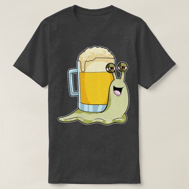 Schnecke mit Glas Bier T-Shirt (Design vorne)