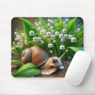 Schnecke mit Lily der Blume des Tals Mousepad