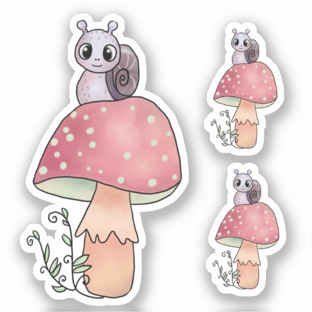 Schnecke mit Pilz  Aufkleber (Vorderseite)