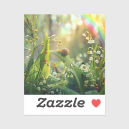 Schnecke mit Tau im Gras Aufkleber