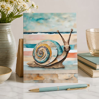 Schnecke Mixed Media Postkarte
