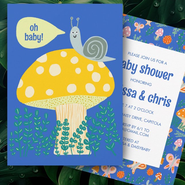 Schnecke Pilze Niedlich Adorable CUSTOM BABY DUSCH Einladung (Snail Mushroom Cute Adorable CUSTOM BABY SHOWER Invitation
)