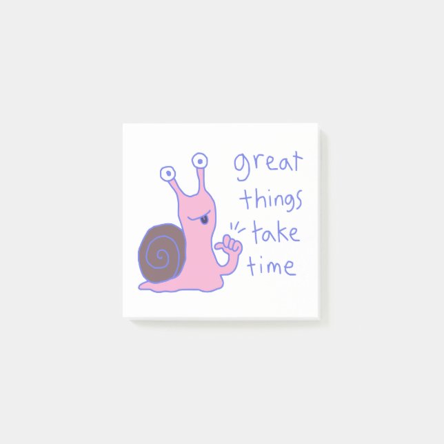 Schnecke Rosa Große Dinge Brauchen Zeit Motivation Post-it Klebezettel (Vorderseite)