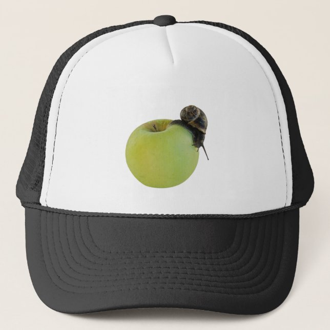 Schnecke und Apfel Truckerkappe (Vorderseite)